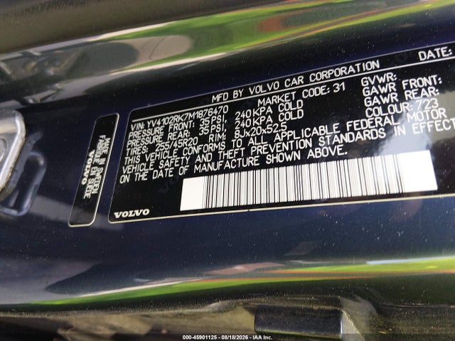 Продаж на аукціоні авто 2021 Volvo Xc60 T5 Momentum, vin: YV4102RK7M1876470, номер лоту: 45901125
