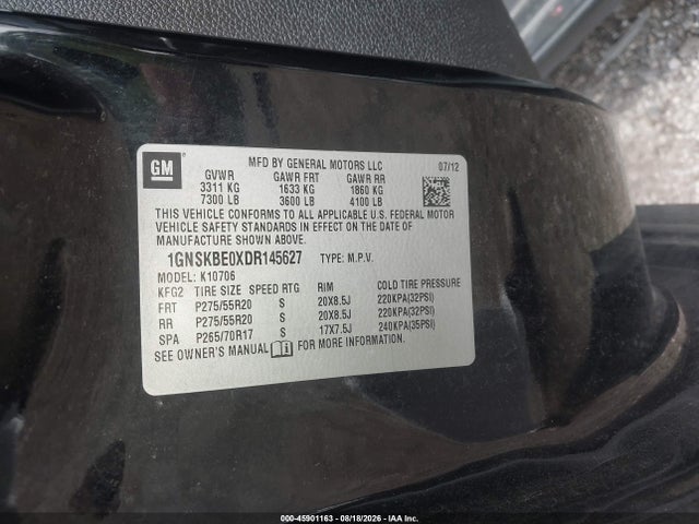 Продажа на аукционе авто 2013 Chevrolet Tahoe Lt, vin: 1GNSKBE0XDR145627, номер лота: 45901163