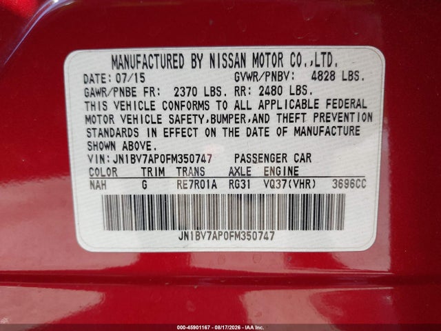 JN1BV7AP0FM350747 Infiniti Q50 Premium