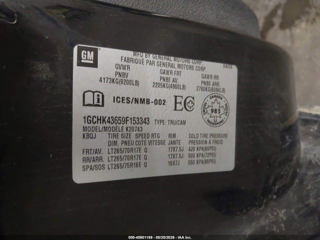 Продажа на аукционе авто 2009 Chevrolet Silverado 2500hd Work Truck, vin: 1GCHK43659F153343, номер лота: 45901169