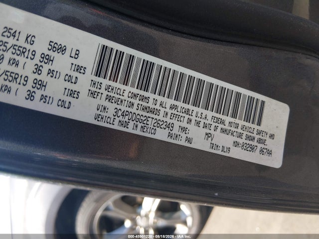 2014 Dodge Journey Crossroad მანქანა იყიდება აუქციონზე, vin: 3C4PDDGG2ET262349, აუქციონის ნომერი: 45901220