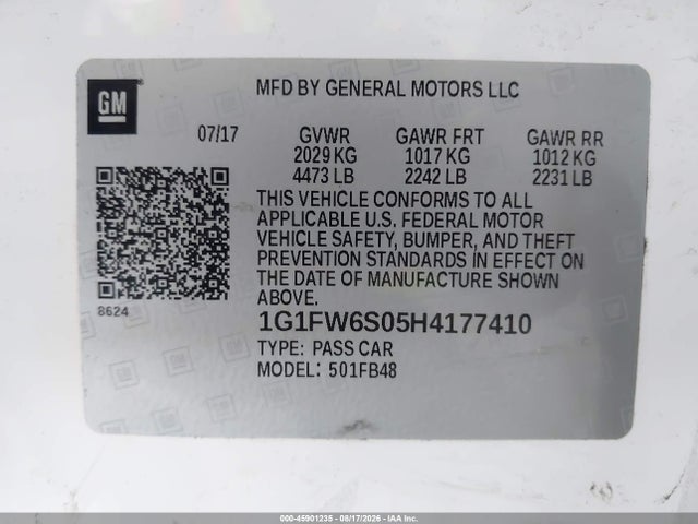 1G1FW6S05H4177410 Chevrolet BOLT EV LT