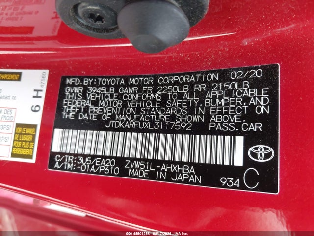 JTDKARFUXL3117592 Toyota PRIUS XLE