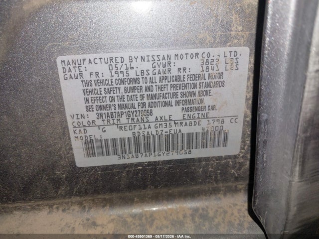 Nissan SENTRA SV 2016 3N1AB7AP1GY279058 Image 9