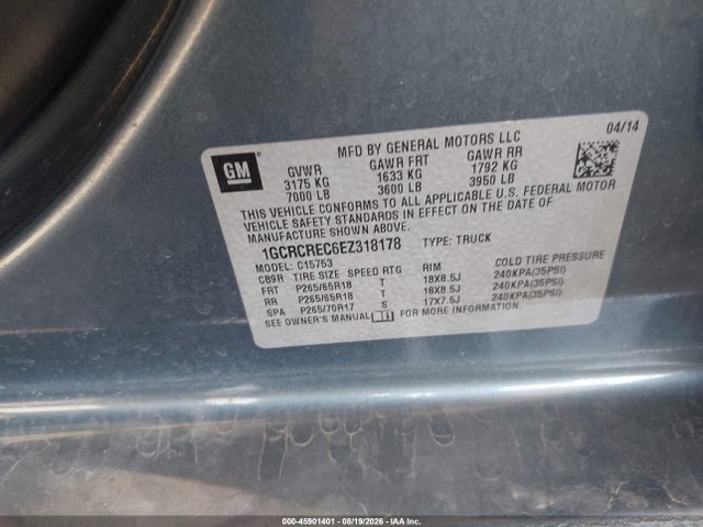 Chevrolet Silverado 1500 Lt 2014 1GCRCREC6EZ318178 Image 9