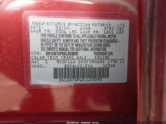 Nissan SENTRA S 2014 3N1AB7AP6EL653092 Image 9