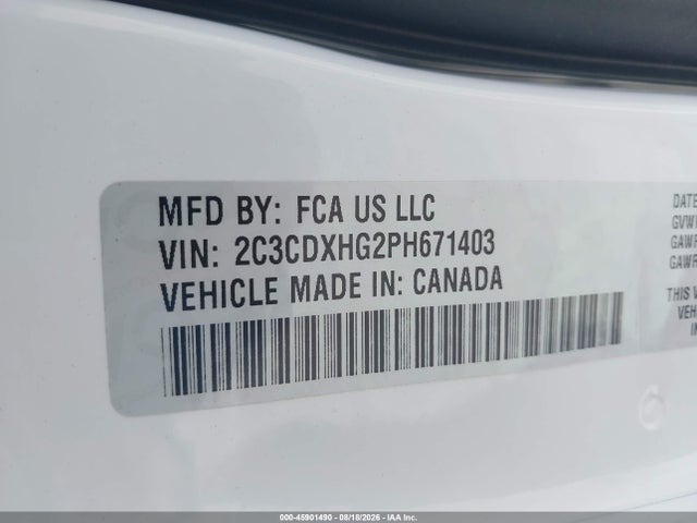Продаж на аукціоні авто 2023 Dodge Charger Gt, vin: 2C3CDXHG2PH671403, номер лоту: 45901490