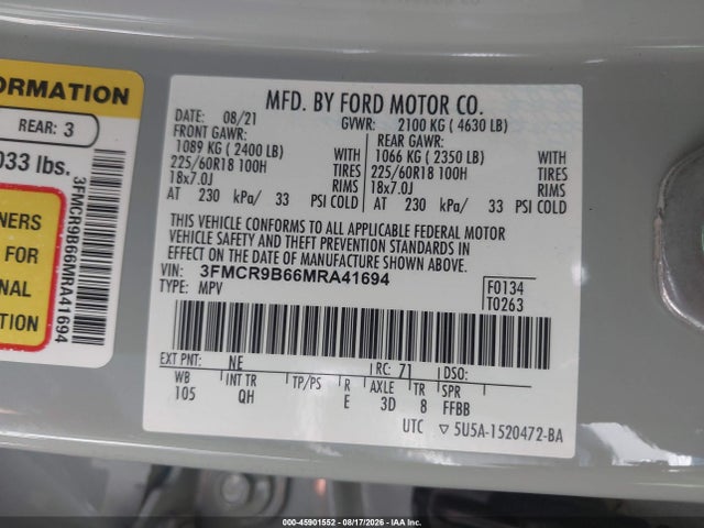 Ford Bronco Sport Big Bend 2021 3FMCR9B66MRA41694 Image 9