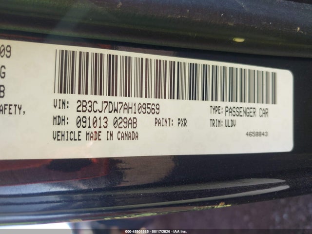 Продаж на аукціоні авто 2010 Dodge Challenger Srt8, vin: 2B3CJ7DW7AH109569, номер лоту: 45901565