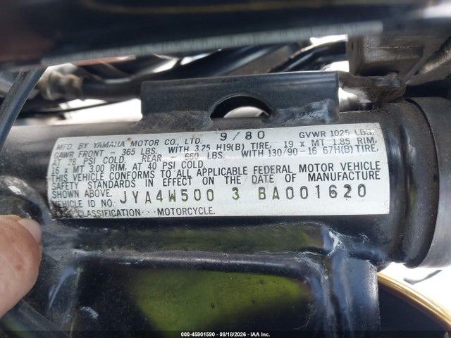 Aukcja sprzedaży 1981 Yamaha Xj650 L, vin: JYA4W5003BA001620, numer aukcji: 45901590