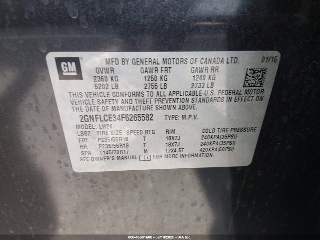 Chevrolet Equinox 2lt 2015 2GNFLCE34F6265582 Image 9