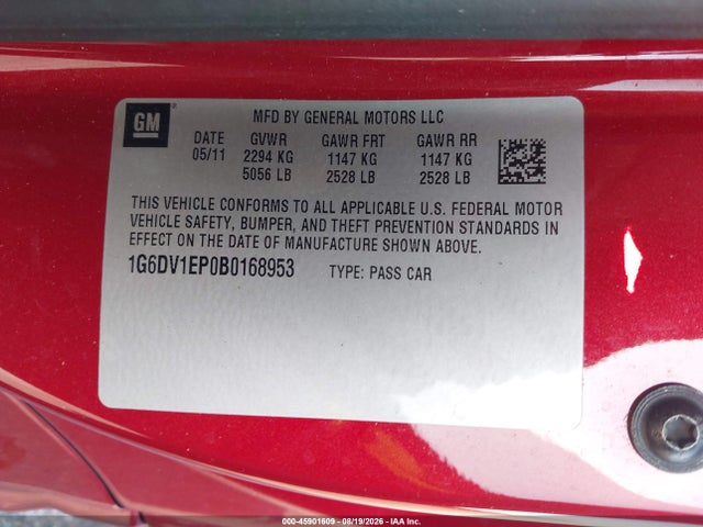2011 Cadillac Cts-v მანქანა იყიდება აუქციონზე, vin: 1G6DV1EP0B0168953, აუქციონის ნომერი: 45901609