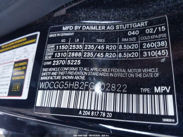 Продажа на аукционе авто 2015 Mercedes-benz Glk 350, vin: WDCGG5HB2FG402822, номер лота: 45901688
