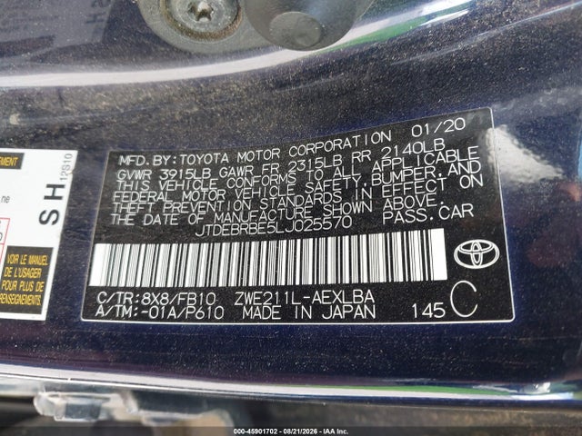 Toyota Corolla Hybrid Le 2020 JTDEBRBE5LJ025570 Image 9