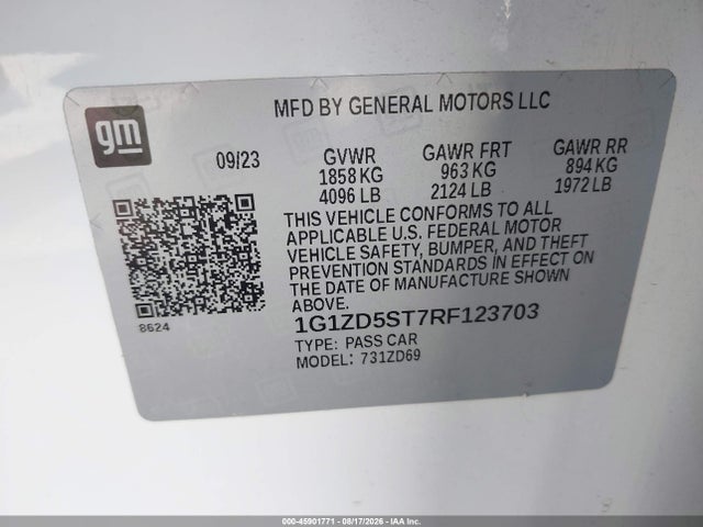 1G1ZD5ST7RF123703 Chevrolet Malibu Fwd 1lt