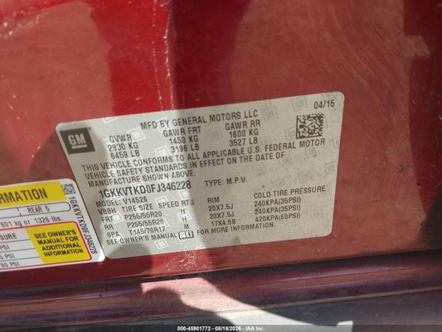 1GKKVTKD0FJ346228 GMC Acadia Denali