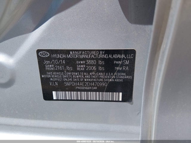 Aukcja sprzedaży 2014 Hyundai Elantra Limited, vin: 5NPDH4AE2EH470990, numer aukcji: 45901825