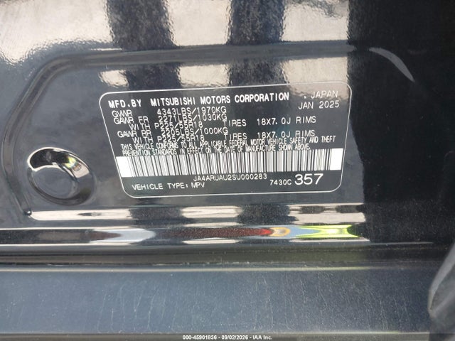 Aukcja sprzedaży 2025 Mitsubishi Outlander Sport 2.0 Es Awc/2.0 Le Awc/2.0 S Awc/2.0 Se Awc/2.0 Trail Edition Awc, vin: JA4ARUAU2SU000283, numer aukcji: 45901836