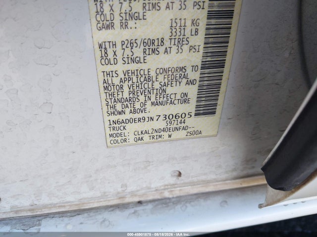 Nissan Frontier Sv 2018 1N6AD0ER9JN730605 Image 9