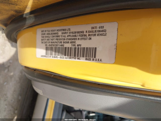 2003 Subaru Baja Sport მანქანა იყიდება აუქციონზე, vin: 4S4BT62C337114852, აუქციონის ნომერი: 45901885
