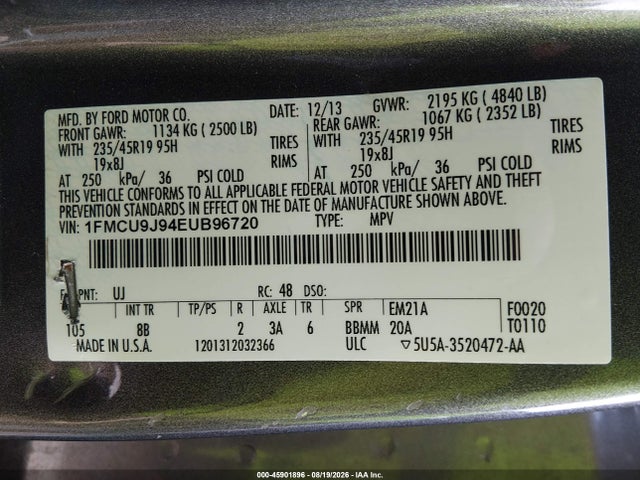 1FMCU9J94EUB96720 Ford Escape Titanium