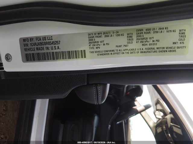 1C4RJKBG8R8545257 Jeep Grand Cherokee L Limited 4x4