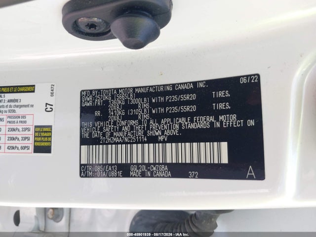 Aukcja sprzedaży 2022 Lexus Rx 350, vin: 2T2HZMAA7NC251114, numer aukcji: 45901939