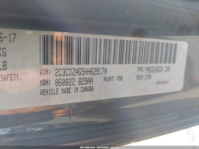 Aukcja sprzedaży 2017 Dodge Challenger Sxt, vin: 2C3CDZAG5HH629170, numer aukcji: 45901945