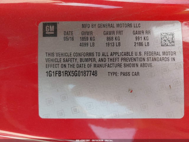 Chevrolet Camaro 1lt 2016 1G1FB1RX5G0187748 Image 9