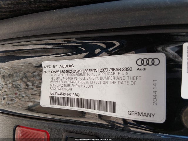 Продажа на аукционе авто 2017 Audi A4 Premium, vin: WAUGNAF49HN019349, номер лота: 45901996
