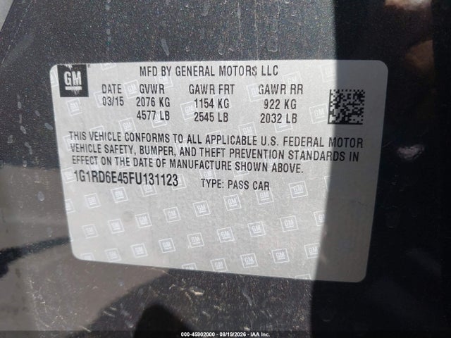 Chevrolet Volt 2015 1G1RD6E45FU131123 Image 9