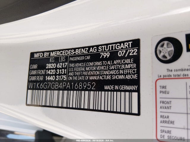 W1K6G7GB4PA168952 Mercedes-Benz S 580 4matic
