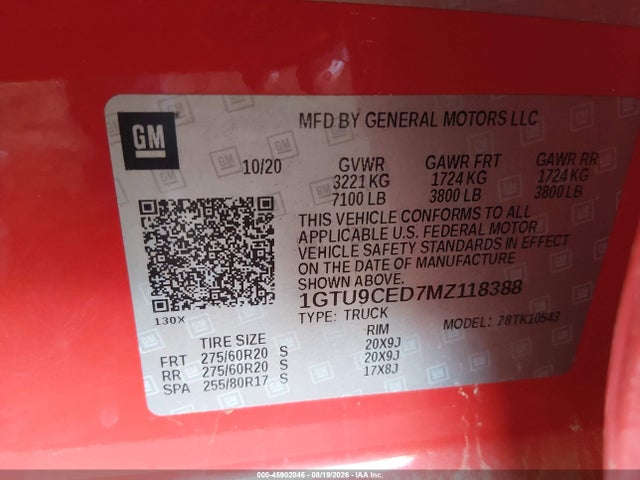 GMC Sierra 1500 4wd Short Box Elevation 2021 1GTU9CED7MZ118388 Image 9