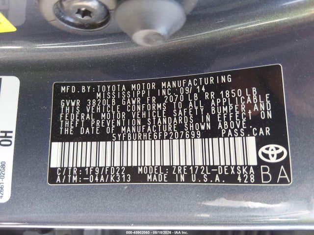 Toyota Corolla S Plus 2015 5YFBURHE6FP207699 Image 9