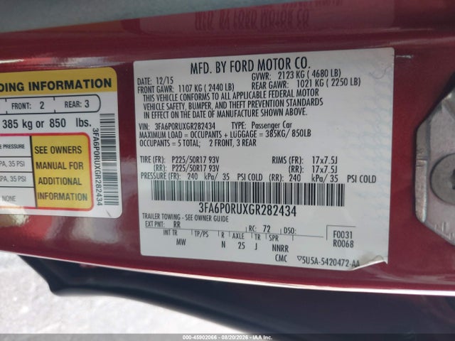 3FA6P0RUXGR282434 Ford Fusion Hybrid Titanium