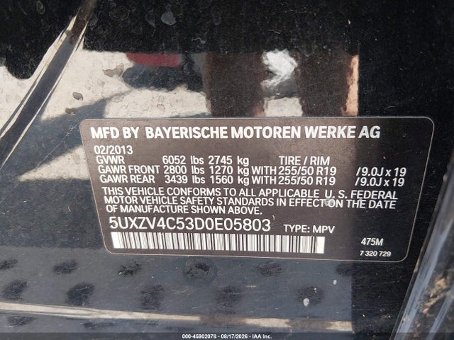 Aukcja sprzedaży 2013 Bmw X5 Xdrive35i/xdrive35i Premium/xdrive35i Sport Activity, vin: 5UXZV4C53D0E05803, numer aukcji: 45902078