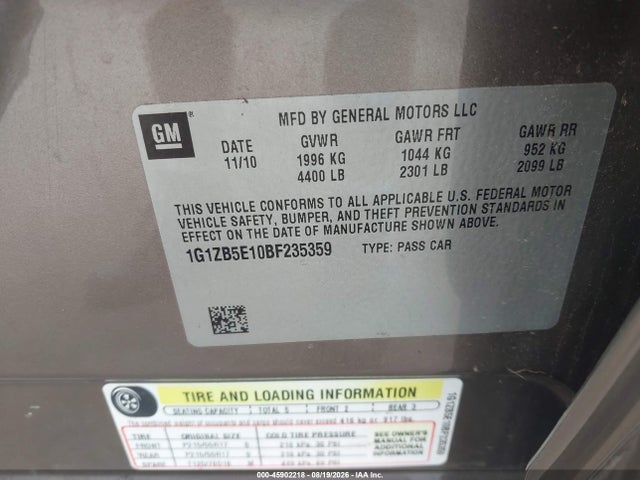 2011 Chevrolet Malibu Ls მანქანა იყიდება აუქციონზე, vin: 1G1ZB5E10BF235359, აუქციონის ნომერი: 45902218