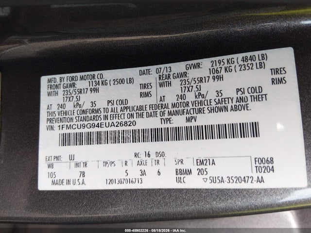 1FMCU9G94EUA26820 Ford ESCAPE SE