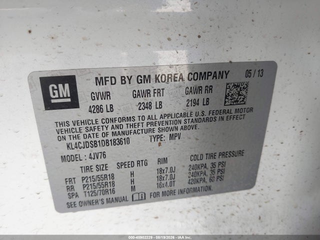 Aukcja sprzedaży 2013 Buick Encore Premium, vin: KL4CJDSB1DB183610, numer aukcji: 45902229