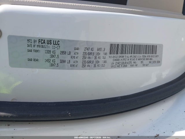 Aukcja sprzedaży 2018 Chrysler Pacifica Limited, vin: 2C4RC1GG9JR141275, numer aukcji: 45902245