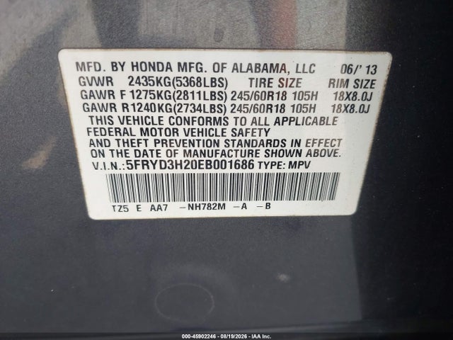Продажа на аукционе авто 2014 Acura Mdx, vin: 5FRYD3H20EB001686, номер лота: 45902246