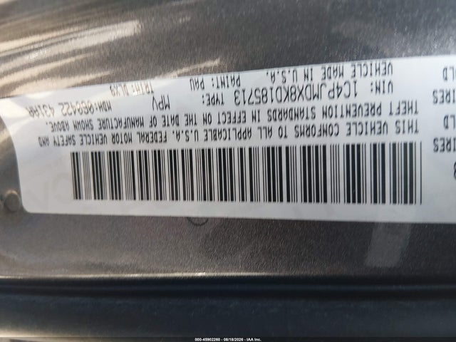 2019 Jeep Cherokee Limited 4x4 მანქანა იყიდება აუქციონზე, vin: 1C4PJMDX8KD185713, აუქციონის ნომერი: 45902260