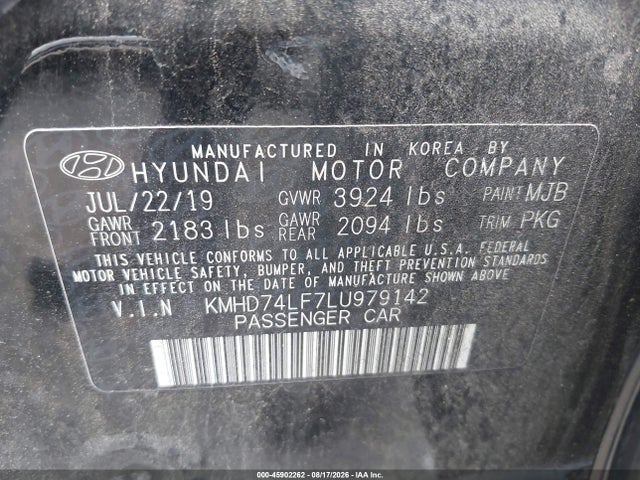 Продаж на аукціоні авто 2020 Hyundai Elantra Se, vin: KMHD74LF7LU979142, номер лоту: 45902262