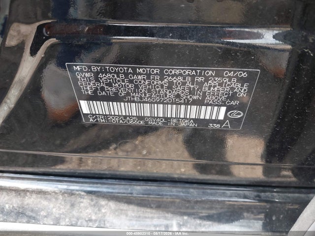 Продаж на аукціоні авто 2007 Lexus Es 350, vin: JTHBJ46G972015417, номер лоту: 45902310