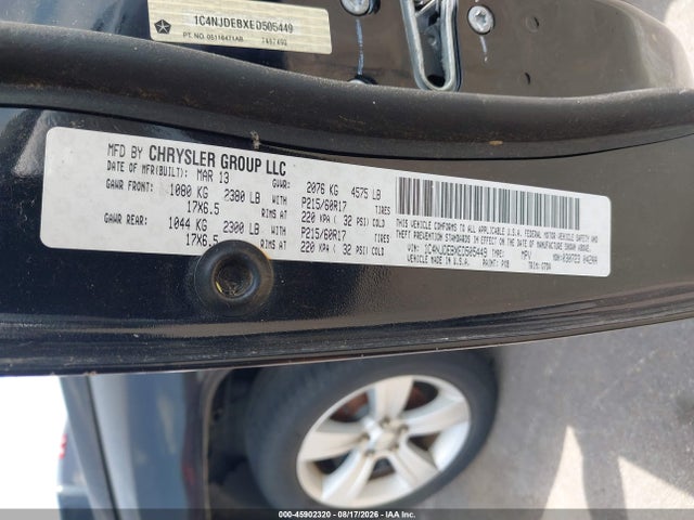 2014 Jeep Compass Latitude მანქანა იყიდება აუქციონზე, vin: 1C4NJDEBXED505449, აუქციონის ნომერი: 45902320