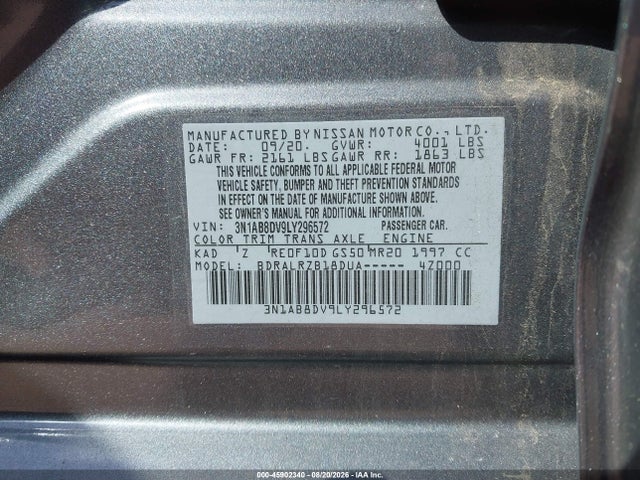 Nissan Sentra Sr Xtronic Cvt 2020 3N1AB8DV9LY296572 Image 9