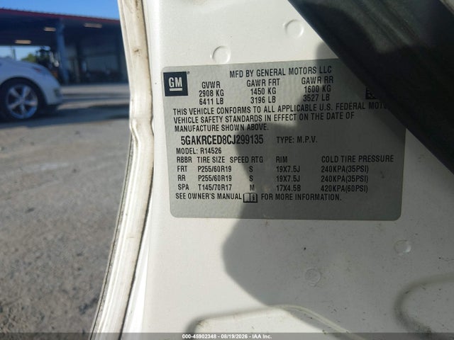 45902348 :رقم المزاد ، 5GAKRCED8CJ299135 vin ، 2012 Buick Enclave Leather مزاد بيع