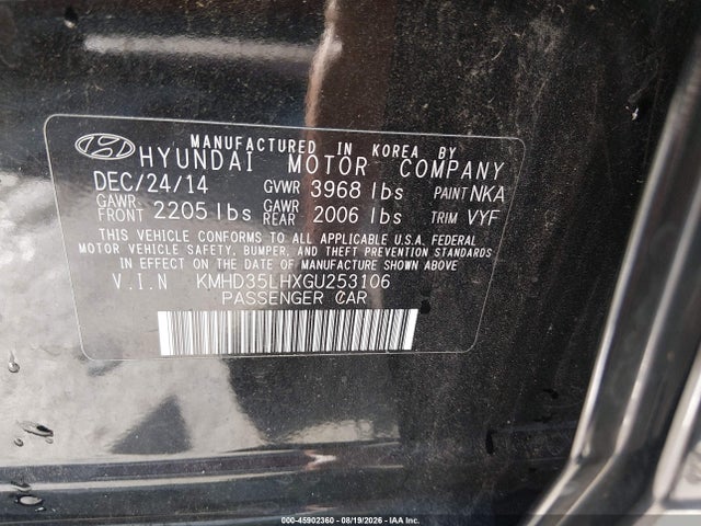 Aukcja sprzedaży 2016 Hyundai Elantra Gt, vin: KMHD35LHXGU253106, numer aukcji: 45902360