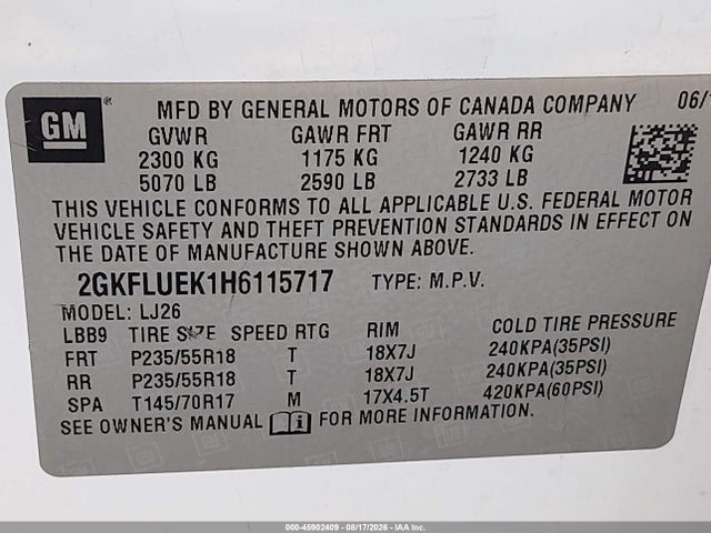 GMC Terrain Slt 2017 2GKFLUEK1H6115717 Image 9