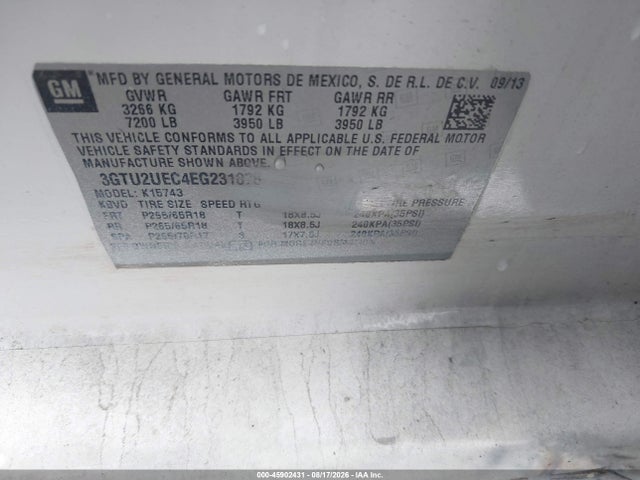 Aukcja sprzedaży 2014 Gmc Sierra 1500 Sle, vin: 3GTU2UEC4EG231878, numer aukcji: 45902431